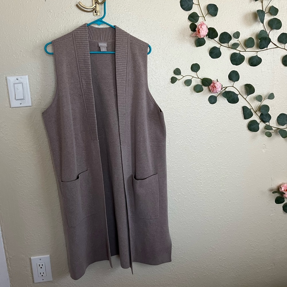 Cozy Sleeveless Open Sweater Vest Chicos size 2